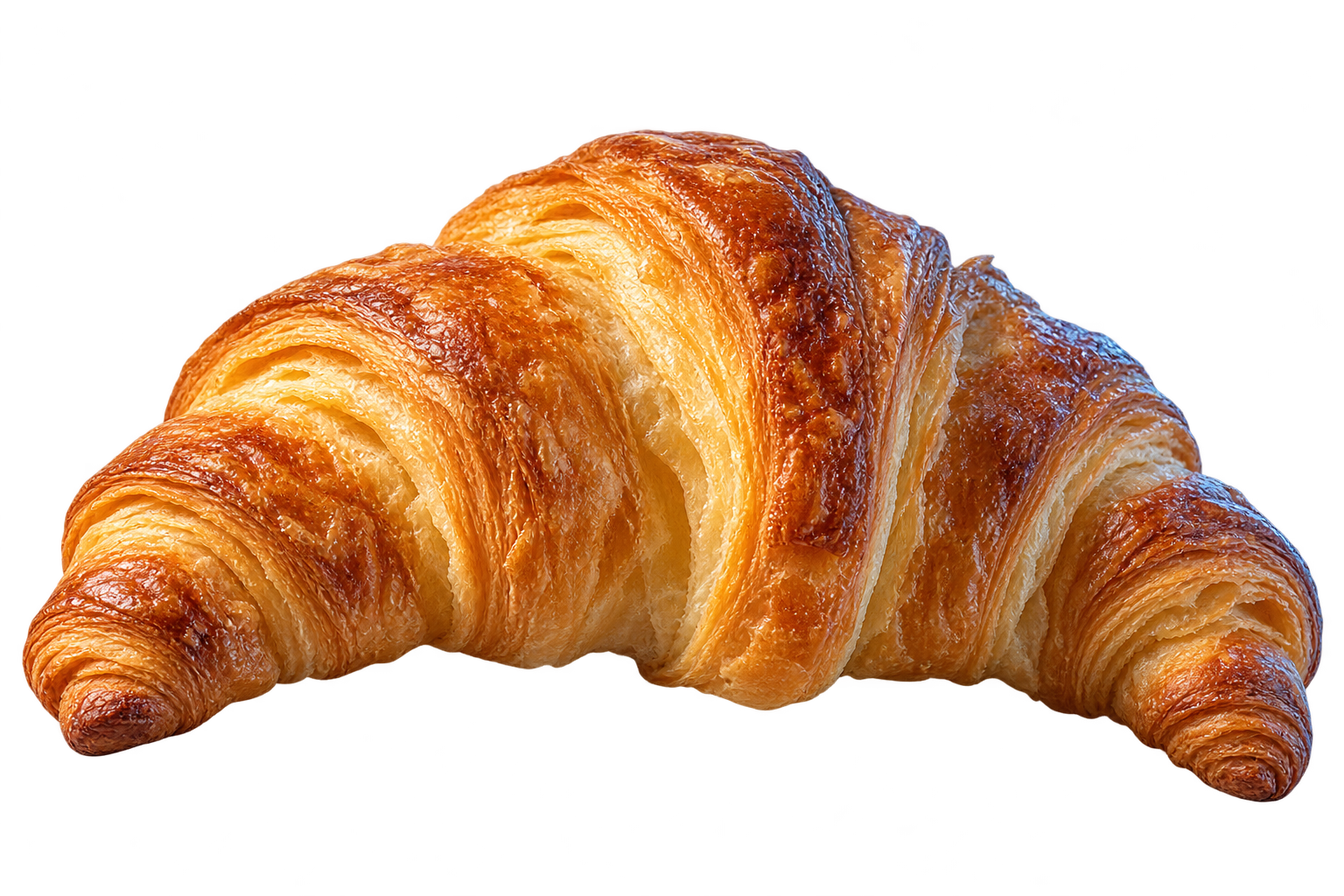 Golden croissant in a premium blue studio setting